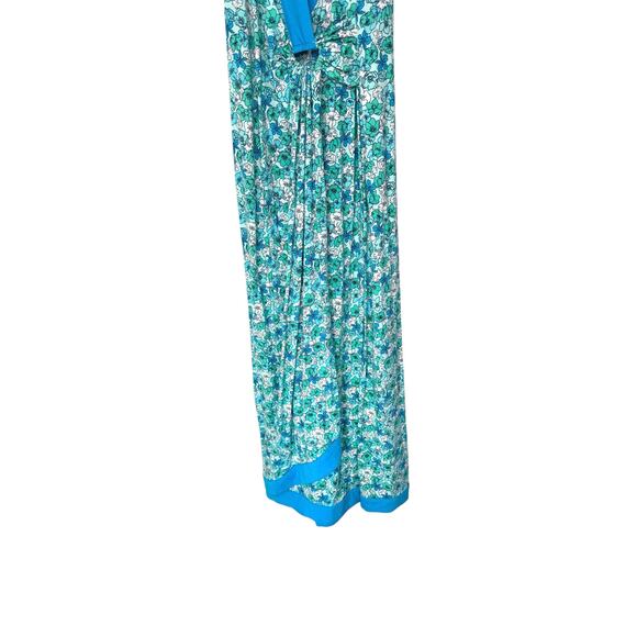 Land's End Maxi Dress Blue Floral Print Soft V-Neck Faux Wrap Cottagecore Small‎ - Picture 7 of 11